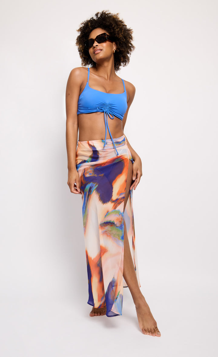 Marble Print Sheer Maxi Skirt