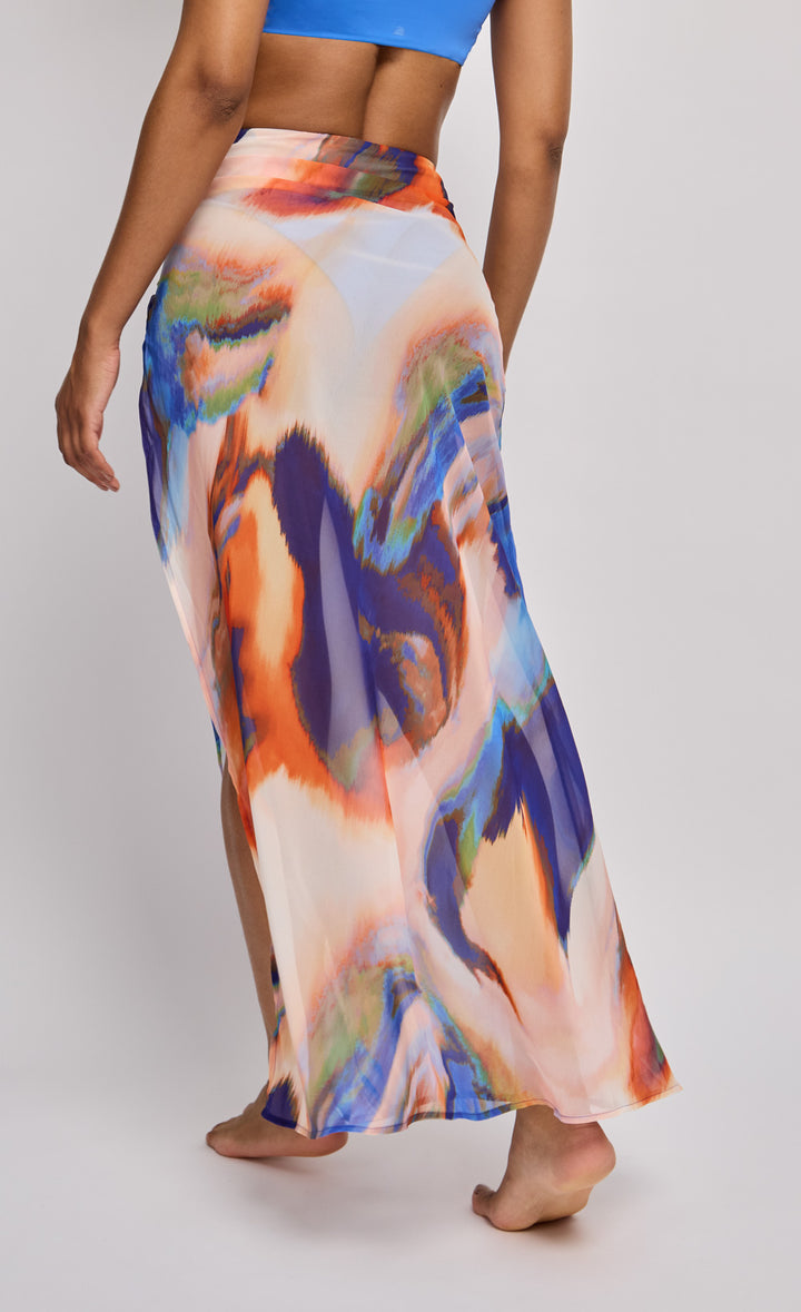 Marble Print Sheer Maxi Skirt