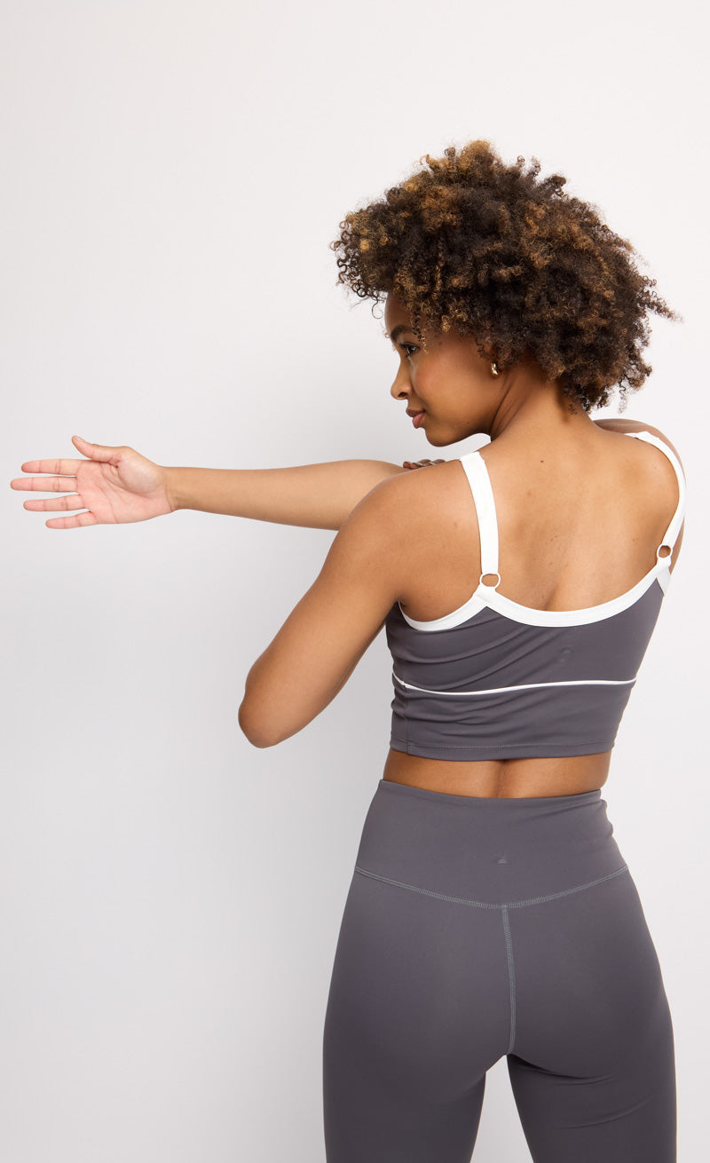 Charcoal Grey Contrast Crop Top
